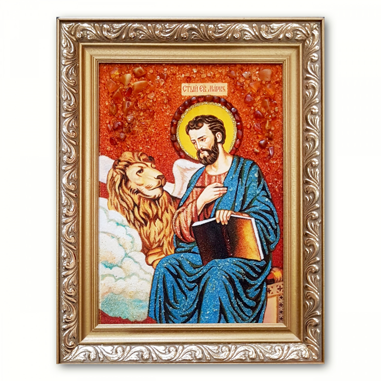 Икона Марк со Львом из янтаря