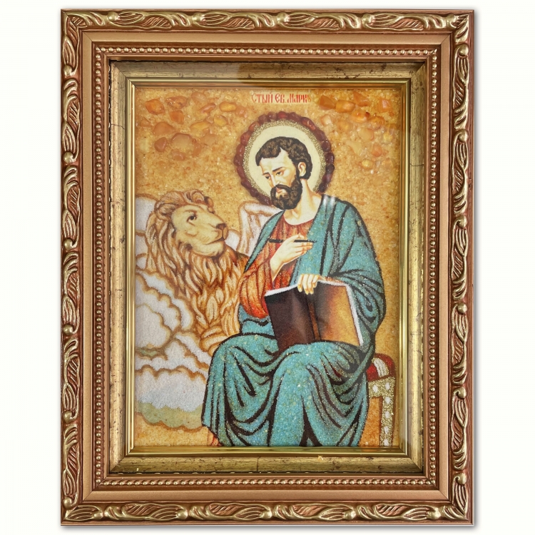 Икона Марк со Львом из янтаря