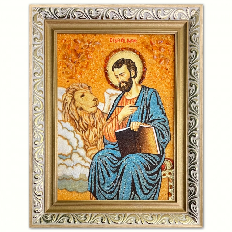 Икона Марк со Львом из янтаря