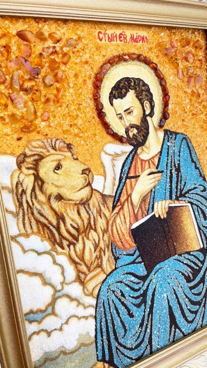 Икона Марк со Львом из янтаря