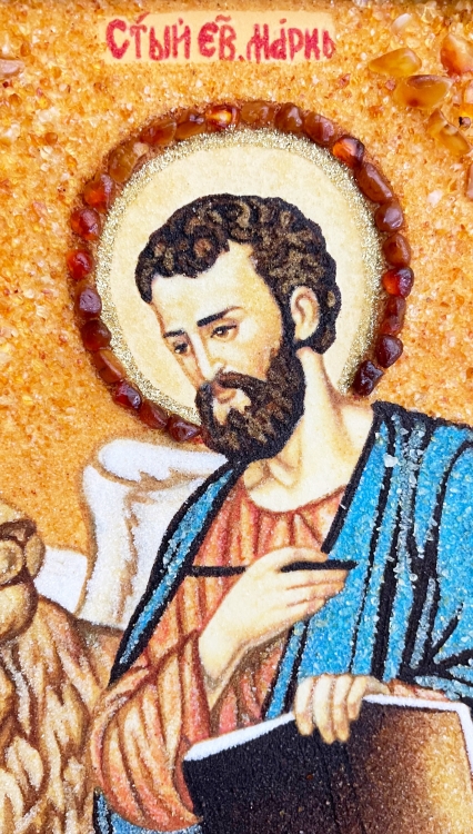 Икона Марк со Львом из янтаря