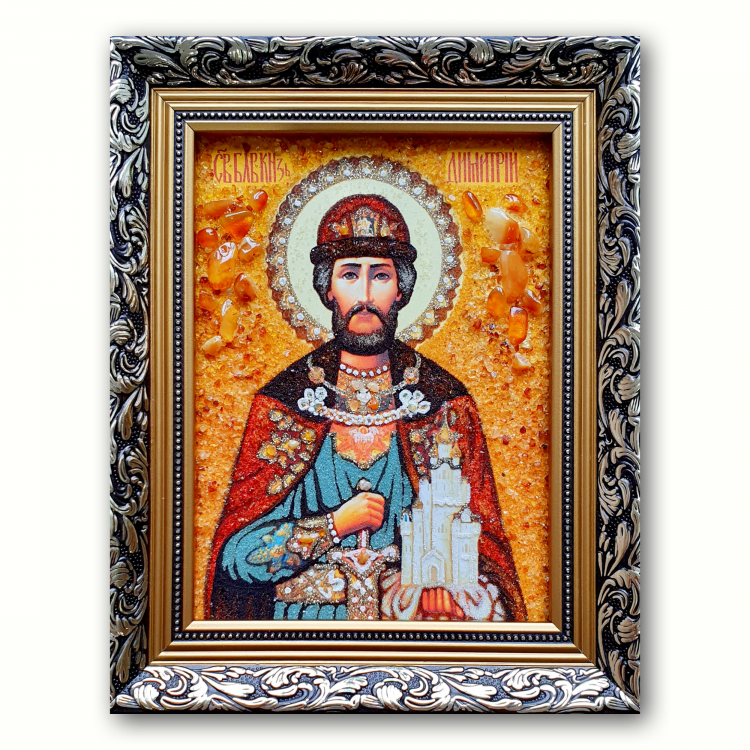 Икона Князь Дмитрий из янтаря
