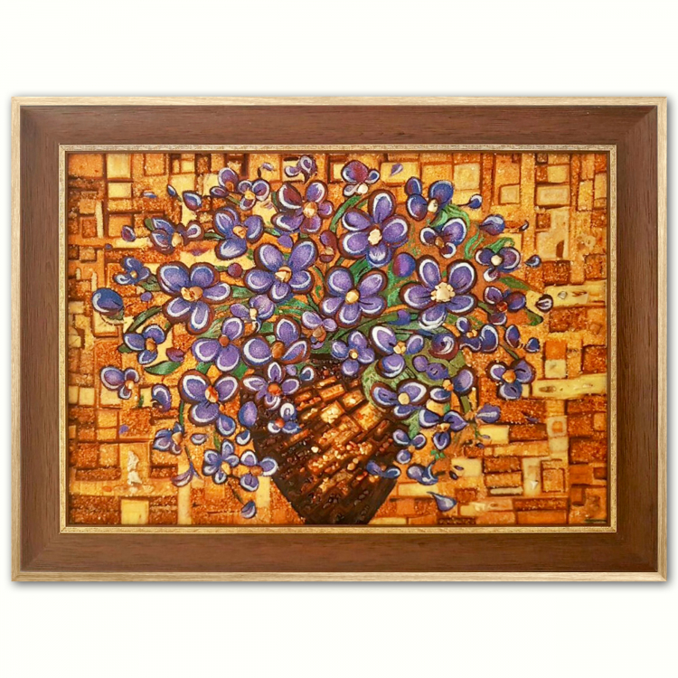 Картина Незабудки в вазе из янтаря