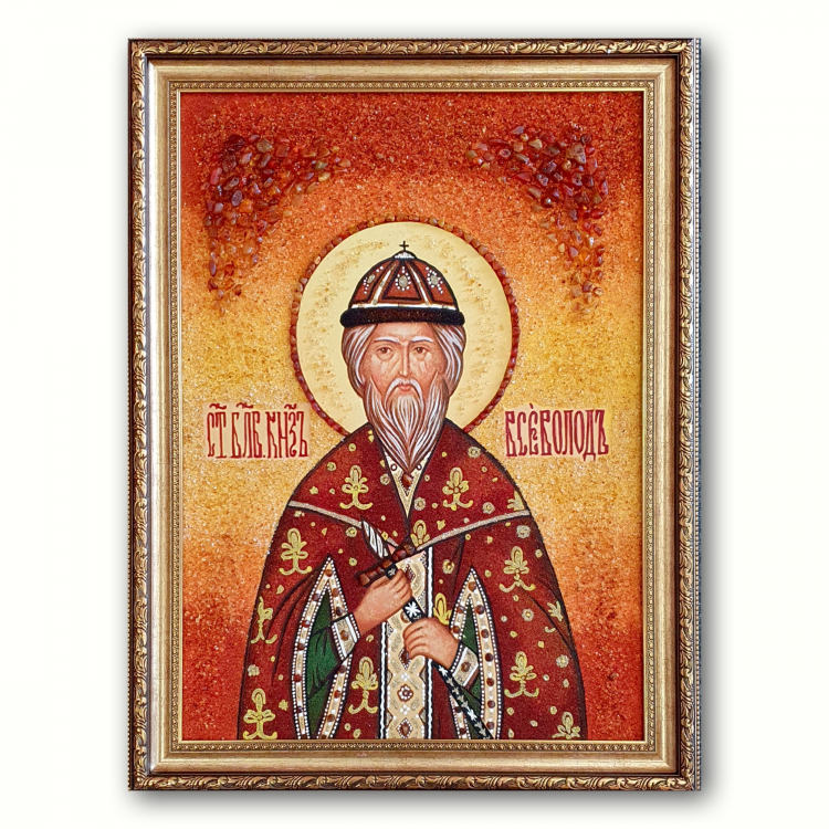 Икона Благоверный князь Всеволод из янтаря