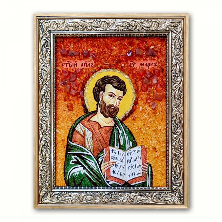 Икона Святой Апостол Марк из янтаря