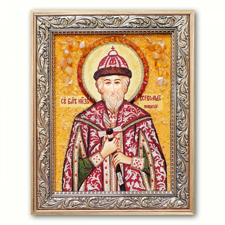Икона Великий Князь Всеволод из янтаря