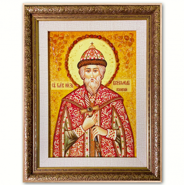 Икона Великий Князь Всеволод из янтаря