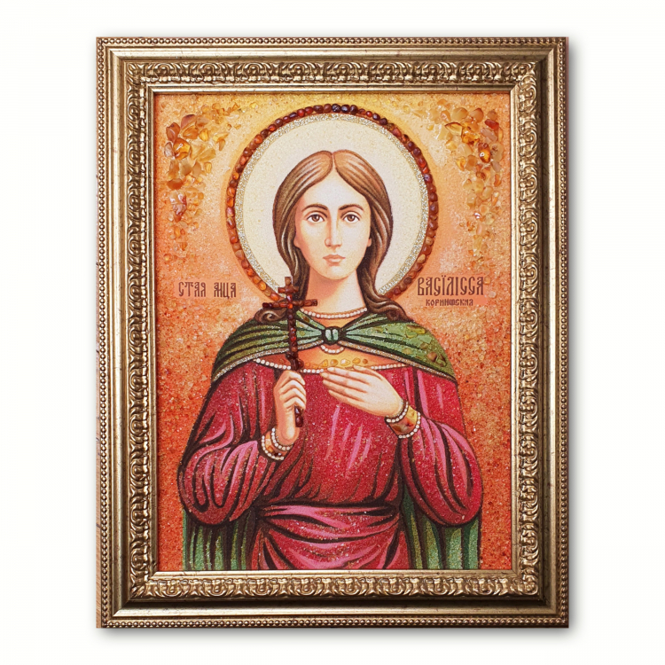 Икона Василисса Коринфская из янтаря