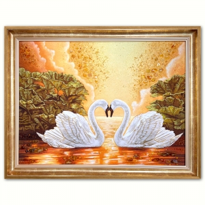 Картина Лебединая пара на воде