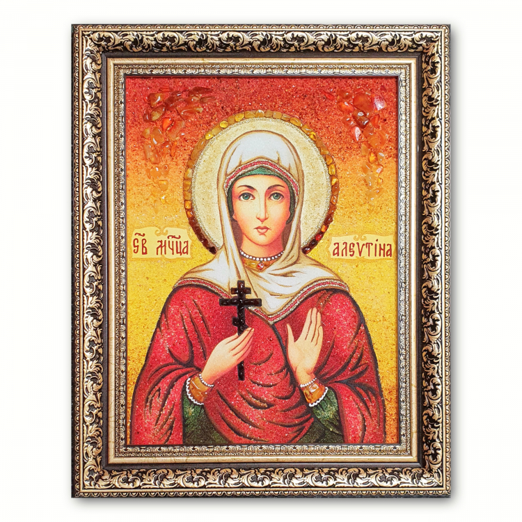 Икона Алевтина (Валентина) Кесарийская из янтаря