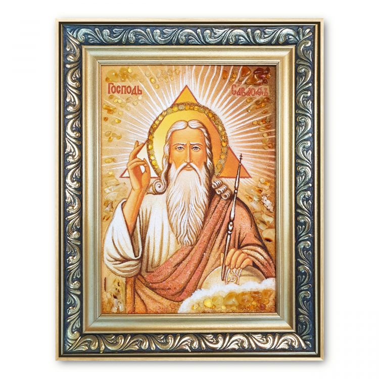 Икона Господь Саваоф из янтаря