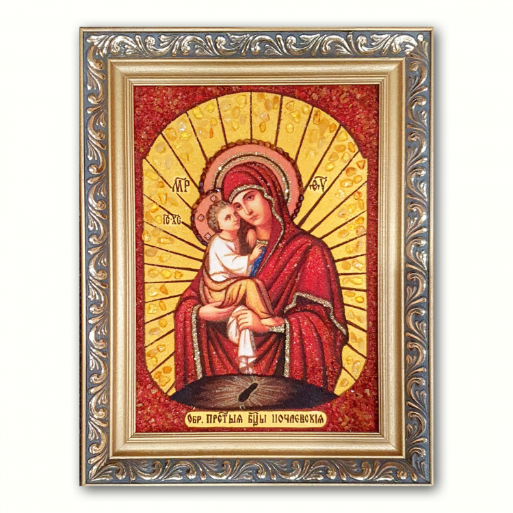 Икона Почаевская из янтаря