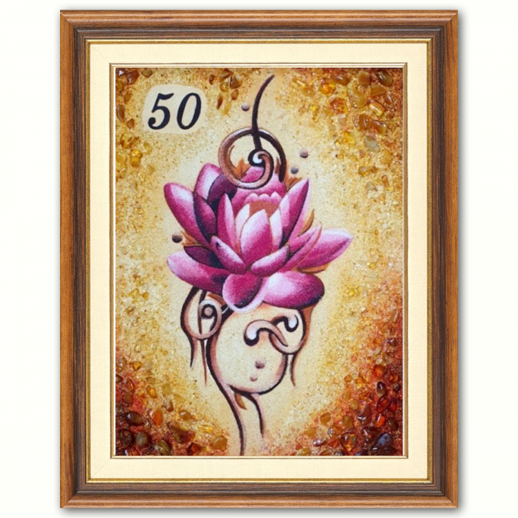 Картина Символический лотос из янтаря