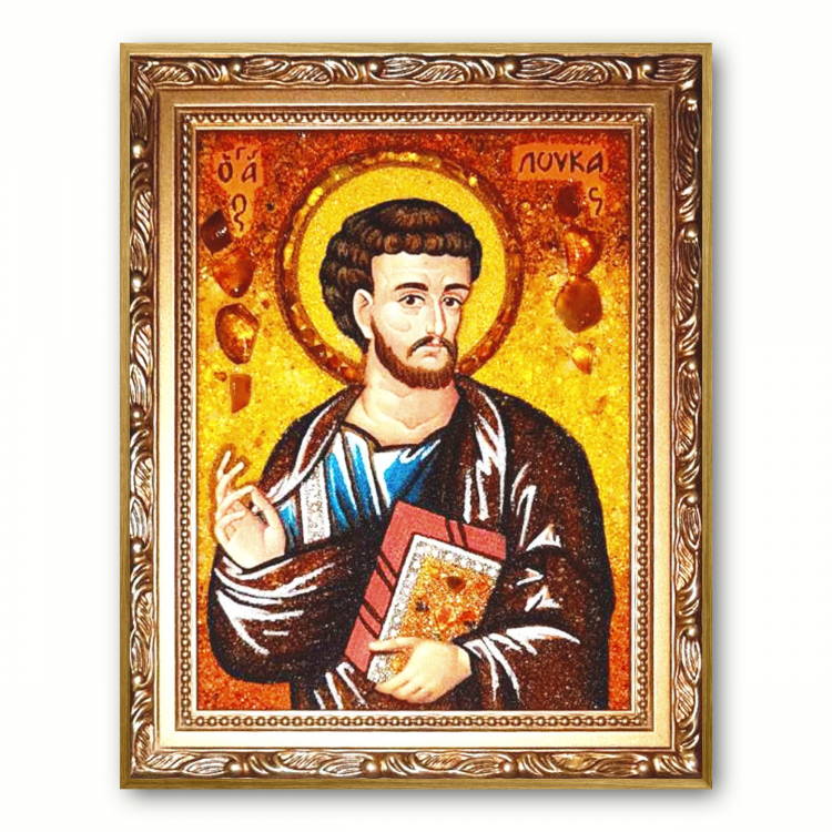 Икона Апостол и Евангелист Лука из янтаря