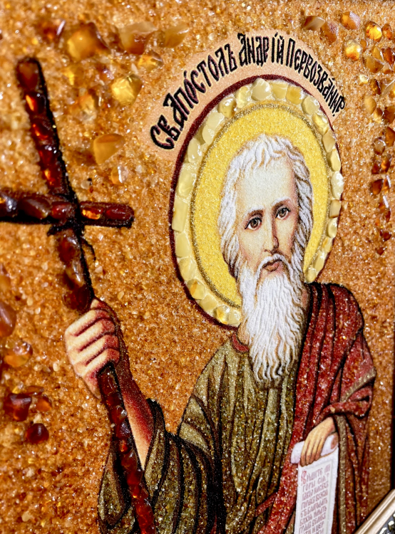 Икона Апостол Андрей Первозванный из янтаря