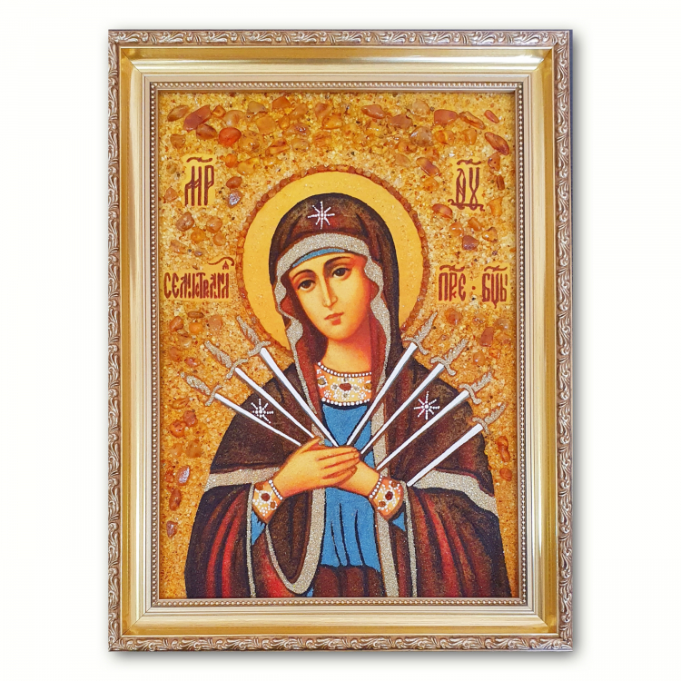 Семистрельная икона Божией матери из янтаря