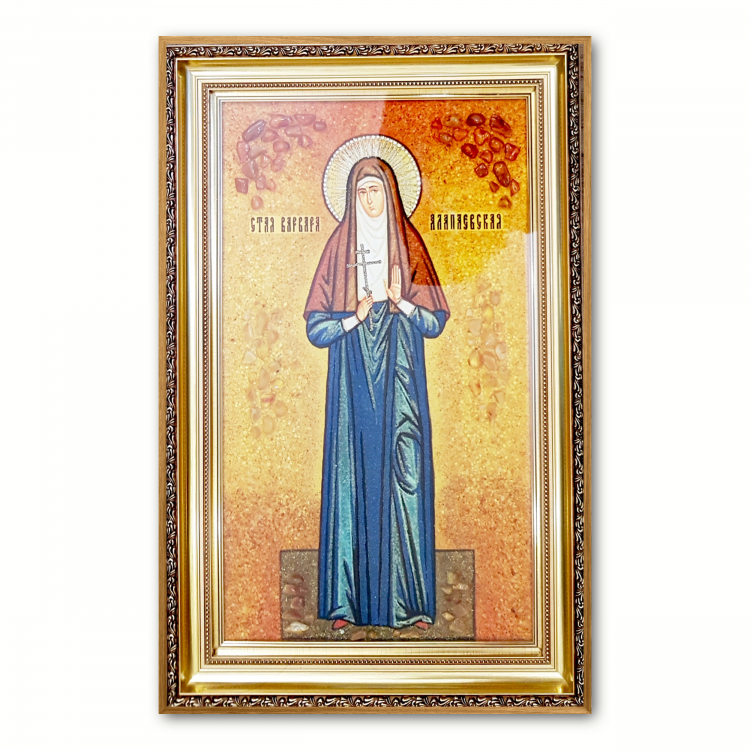Икона Преподобномученица Варвара Алапаевская из янтаря