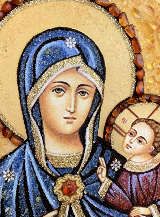 Икона Армянская Богородица из янтаря