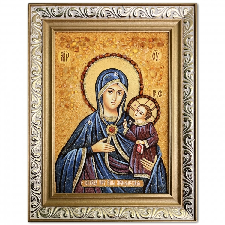 Икона Армянская Богородица из янтаря