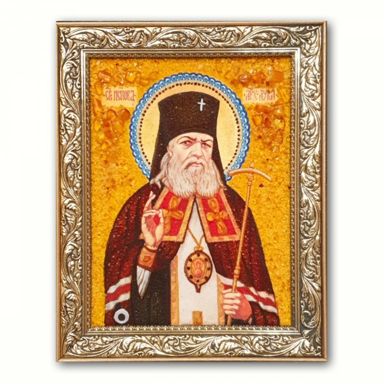 Икона Лука Архиепископ Крымский из янтаря