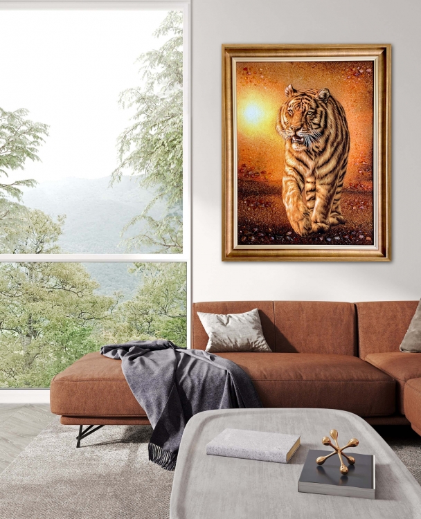Картин Тигр из янтаря