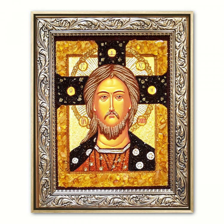 Икона Спаситель Спас Златые Власа из янтаря