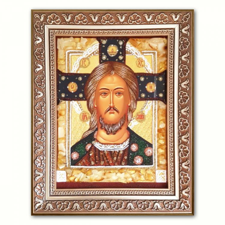 Икона Спаситель Спас Златые Власа из янтаря
