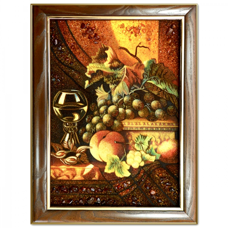 Картина Бокал белого вина из янтаря