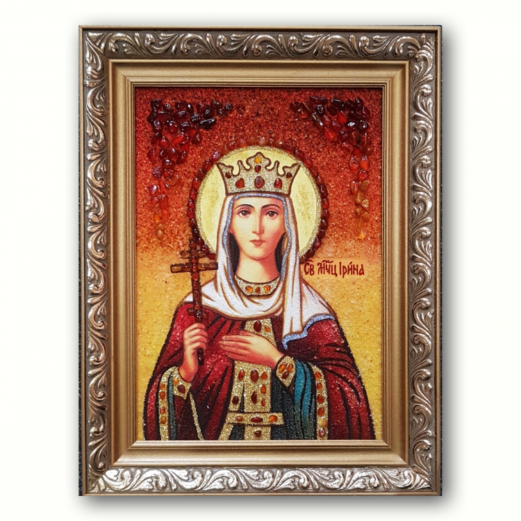 Икона Ирина Великомученица из янтаря