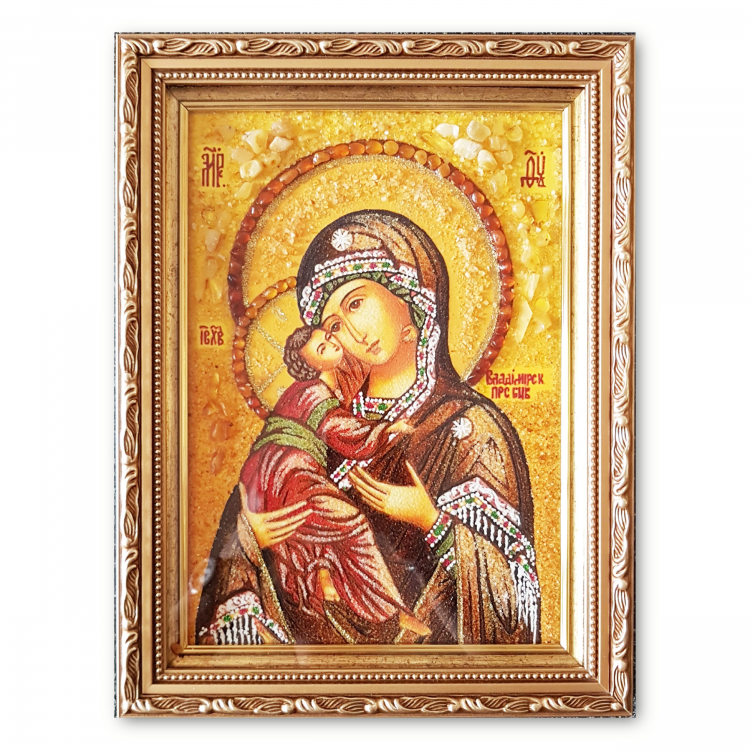 Икона Владимирская Богородица из янтаря
