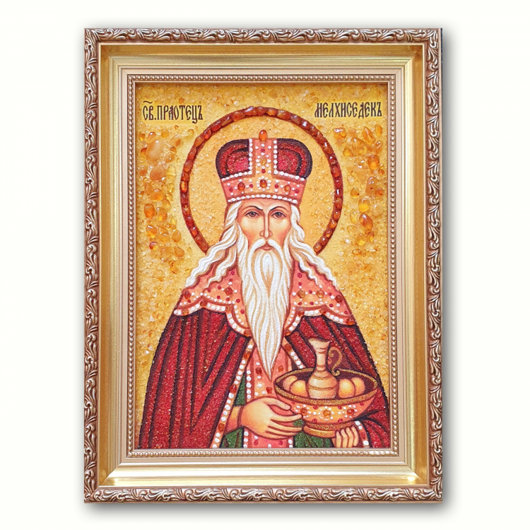 Икона Святой Мелхиседек Селимский из янтаря