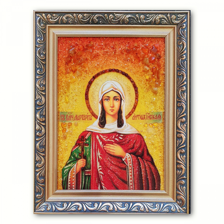Икона Марина Антиохийская (Маргарита) из янтаря