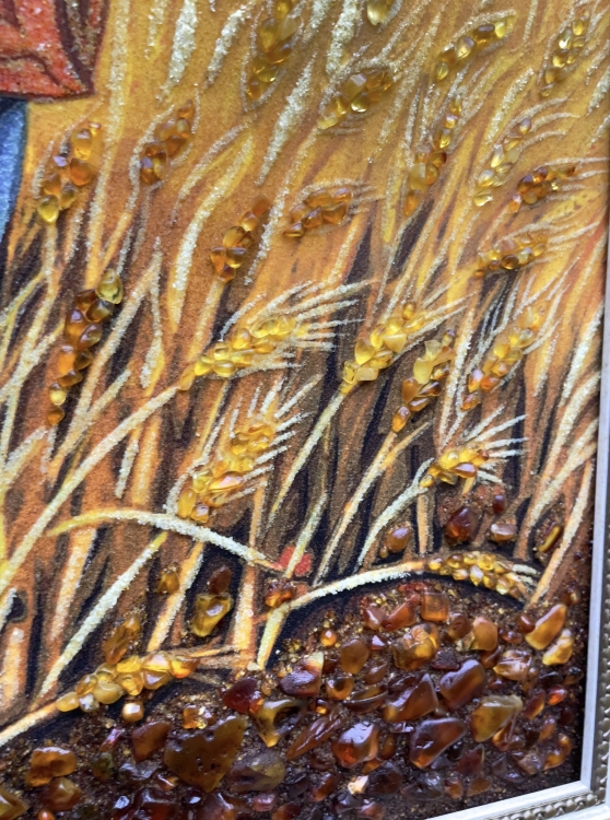 Икона Иисус с апостолами в пшеничном поле из янтаря