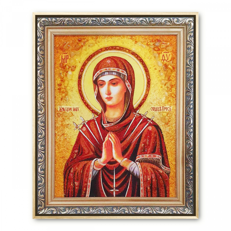 Икона Богородица Умягчение злых сердец из янтаря