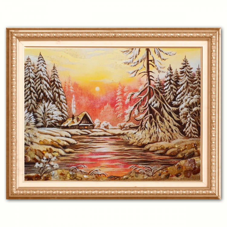 Красивый зимний пейзаж из янтаря