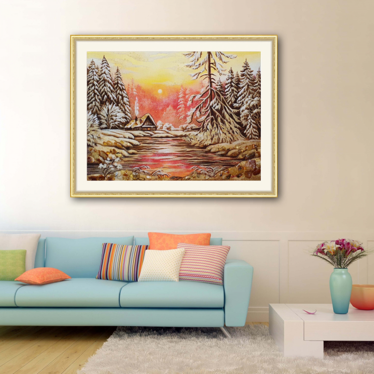 Красивый зимний пейзаж из янтаря