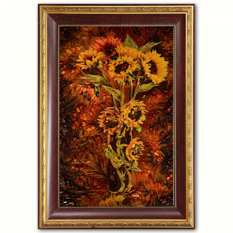 Картина Янтарные подсолнухи из янтаря
