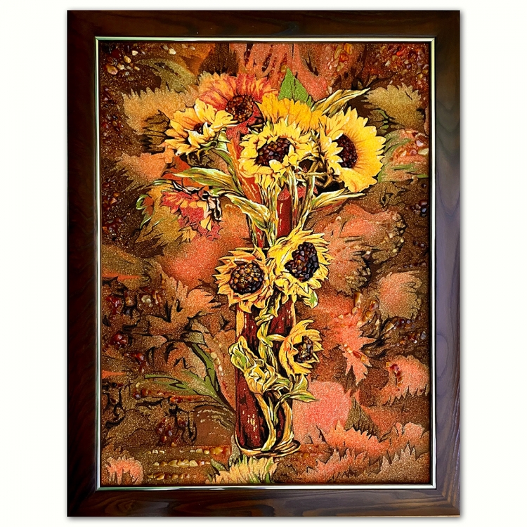 Картина Янтарные подсолнухи из янтаря