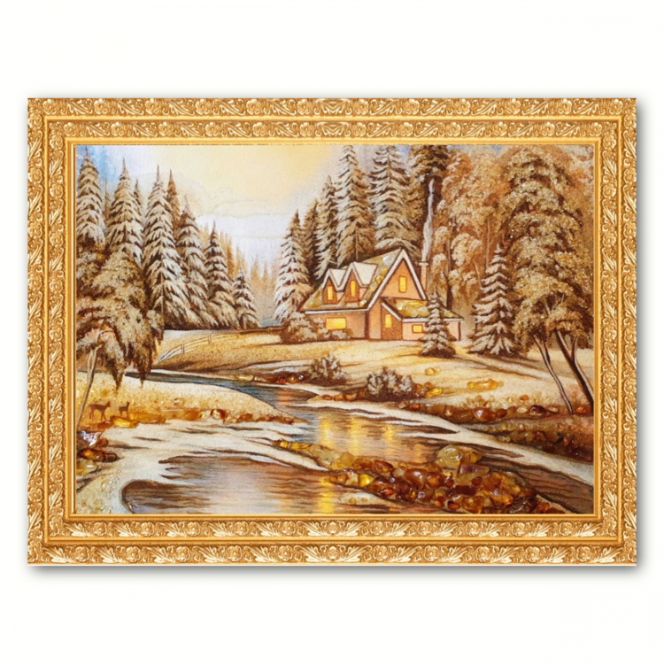 Пейзаж - Сказочная зима в лесу из янтаря