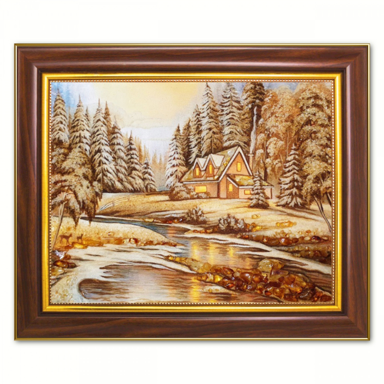 Пейзаж - Сказочная зима в лесу из янтаря