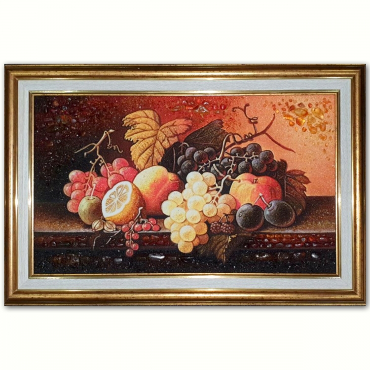 Картина Спелые Фрукты на Столе из янтаря