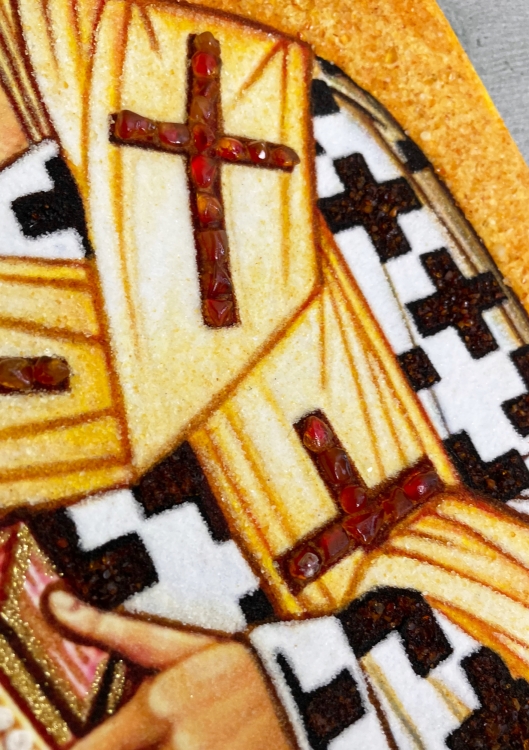 Икона Преподобный Спиридон Чудотворец Тримифунтский из янтаря