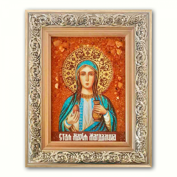 Икона Святая Мария Магдалина из янтаря