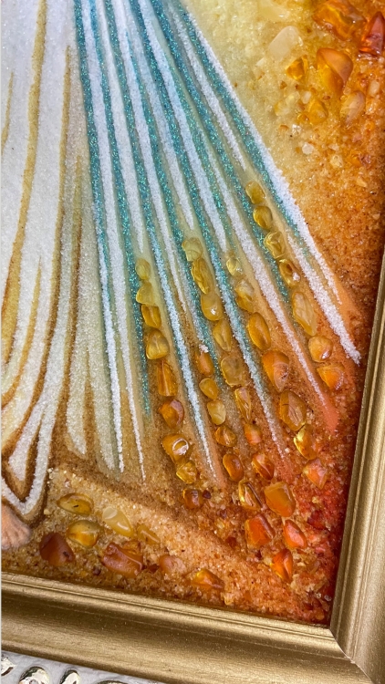 Католическая икона Милосердие Божие из янтаря