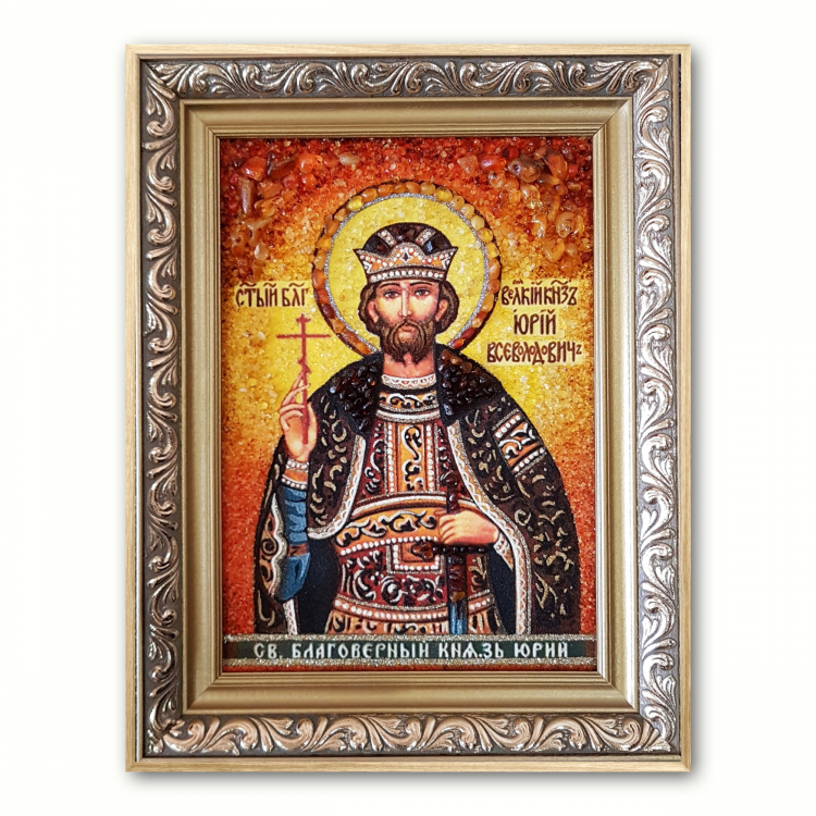 Икона Святой князь Юрий из янтаря