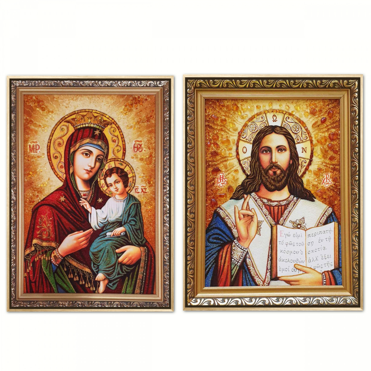 Иконы - Иверская венчальная пара из янтаря