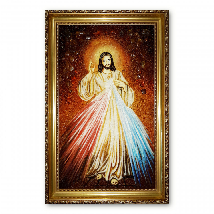 Икона Божие Милосердие из янтаря