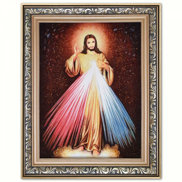 Икона Божие Милосердие из янтаря