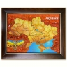 Картина Карта Украины (светлая) из янтаря
