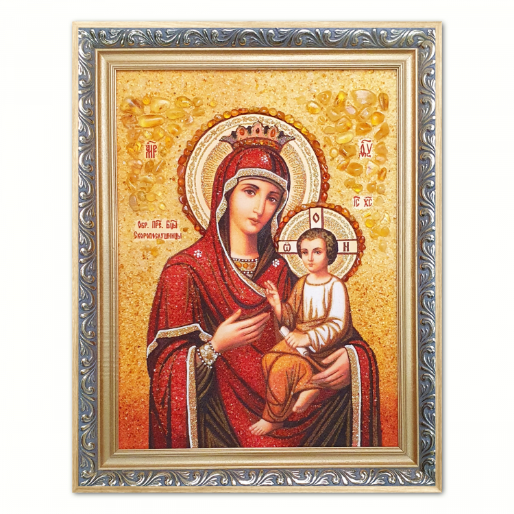 Икона Скоропослушница из янтаря